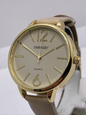 Embassy By Gruen Womens Gold Tone Watch Works New Battery